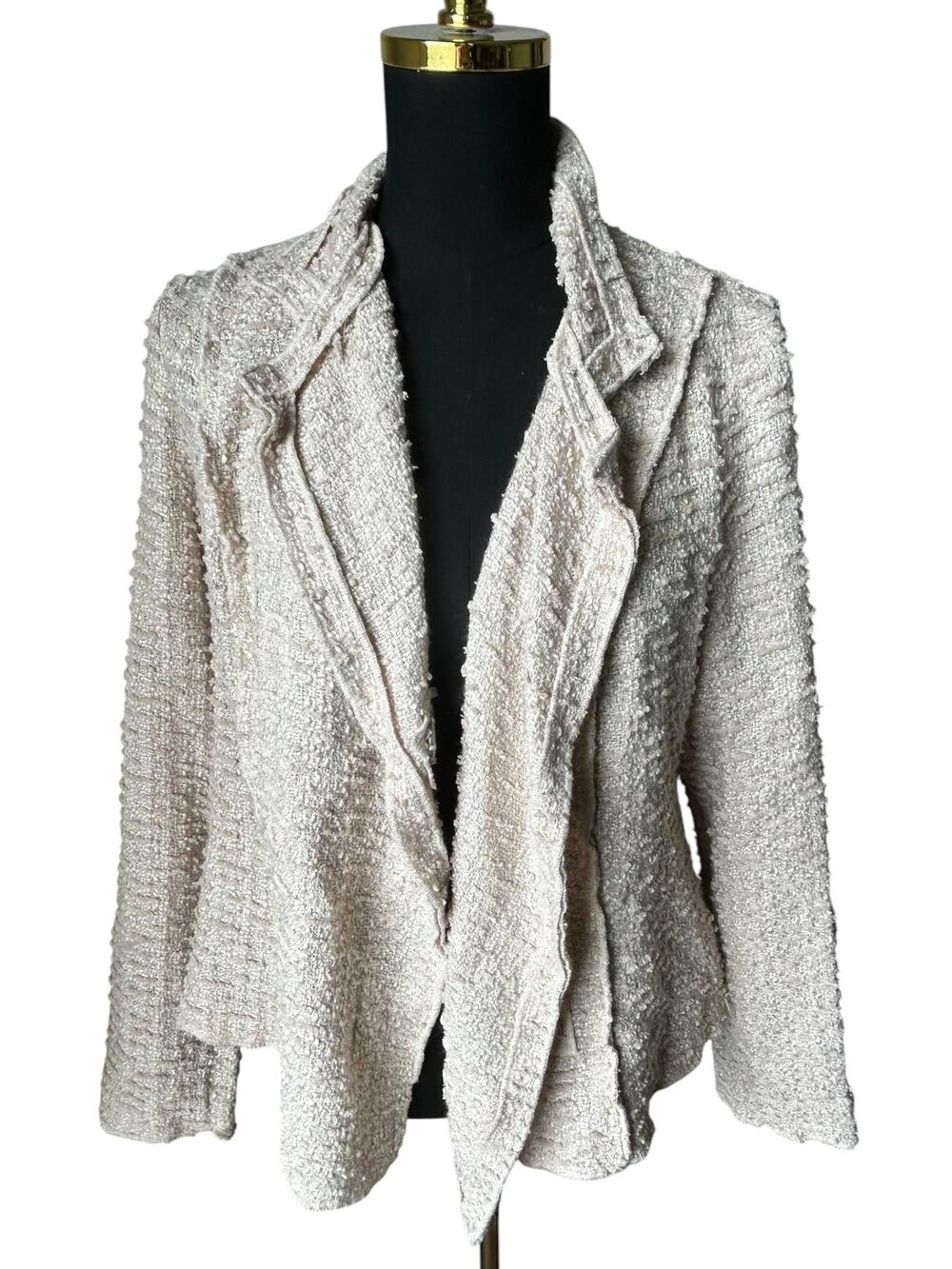 CAbi Women’s Cream Estate Jacket Double Breasted Chenile Blazer Size Medium